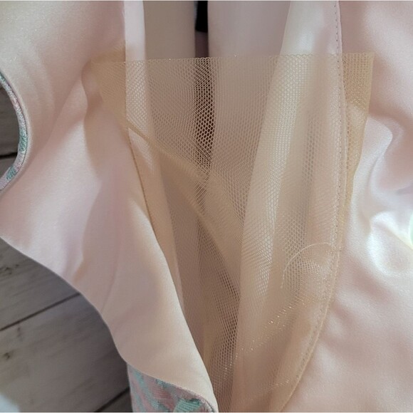 Blush Pink & Silver Metallic One Shoulder Dress w Cascading Ruffle Prom Dress - Picture 7 of 13